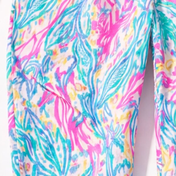 Lilly Pulitzer Taron Linen Pants Small Sea Turtle Soiree Lagoon Pull On Resort - Picture 7 of 10